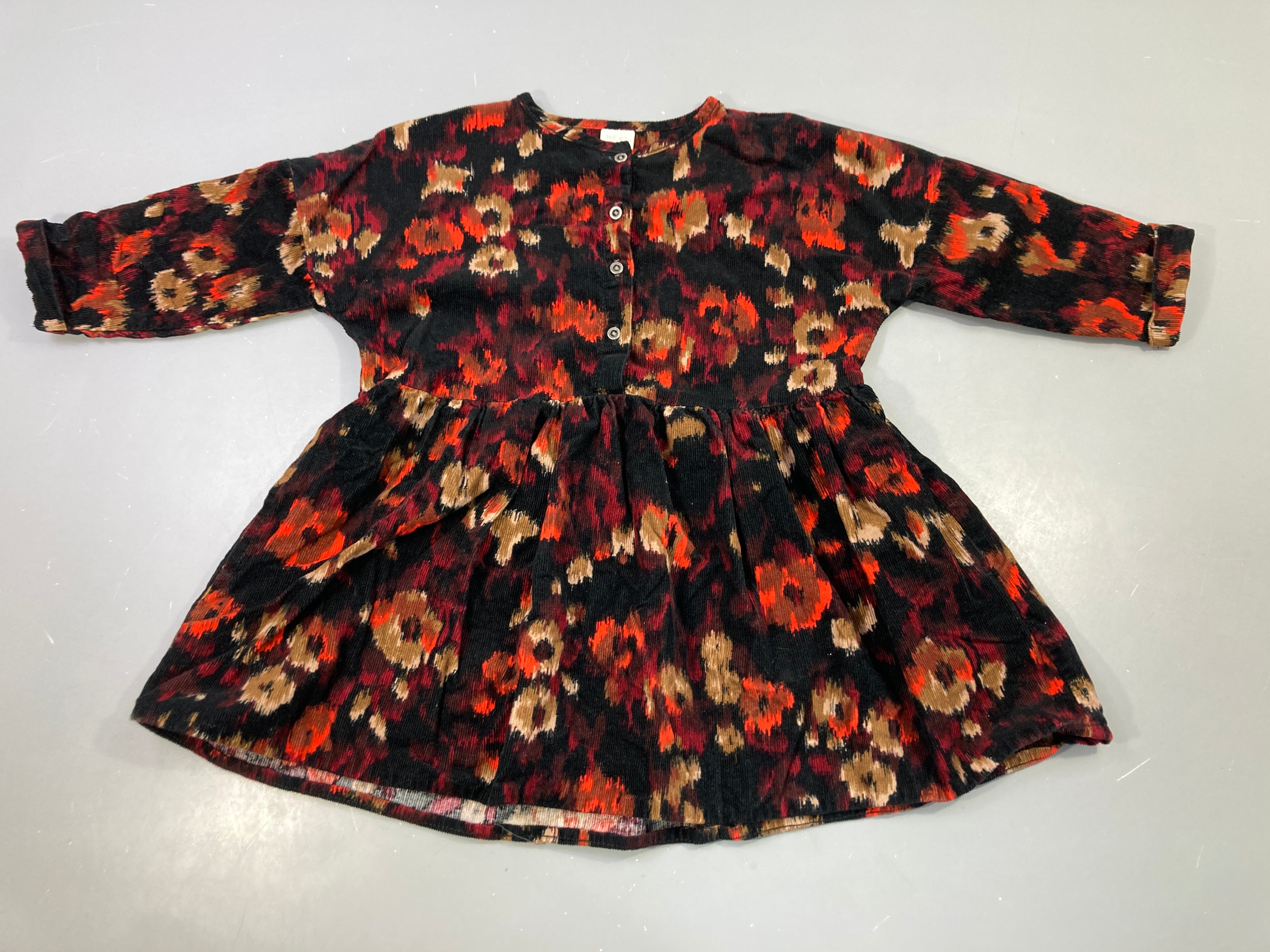 Robe m.l velours côtelé imprimé léopard multicolore