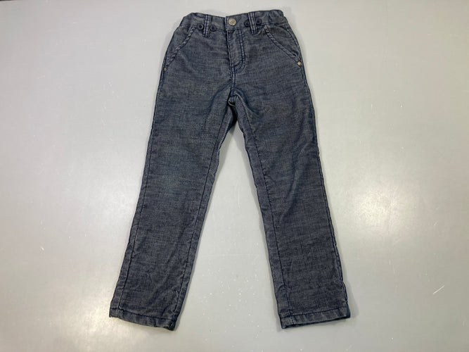 Pantalon velours côtelé rayé bleu, doublé jersey, moins cher chez Petit Kiwi