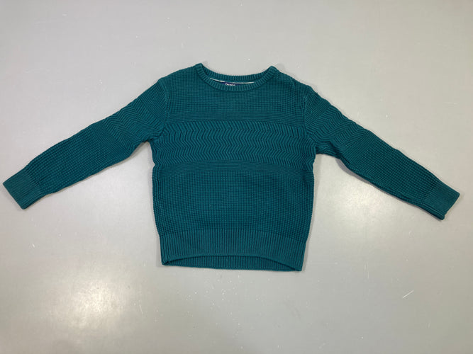 Pull vert maille texturée (taille estimée, pas d'étiquette), moins cher chez Petit Kiwi