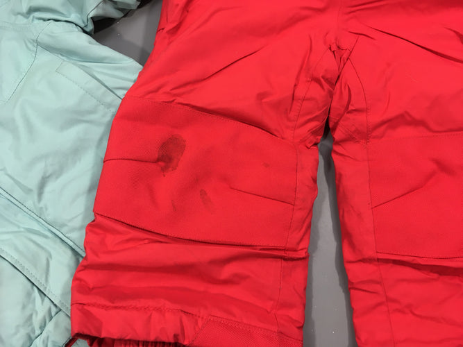 Veste de ski + Combinaison rose/bleu, Columbia, genoux taché, moins cher chez Petit Kiwi