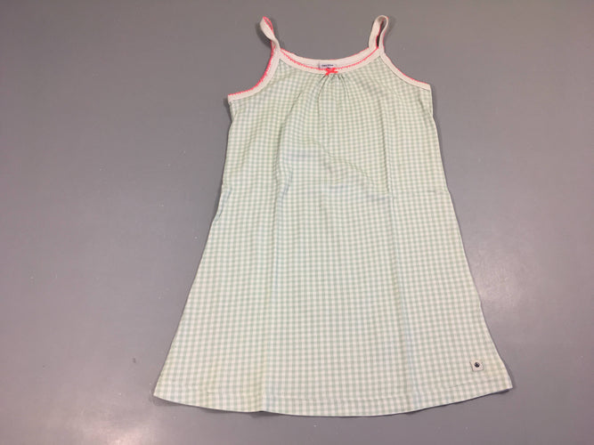 Robe fines bretelles de nuit jersey blanc à carreaux bleu, moins cher chez Petit Kiwi