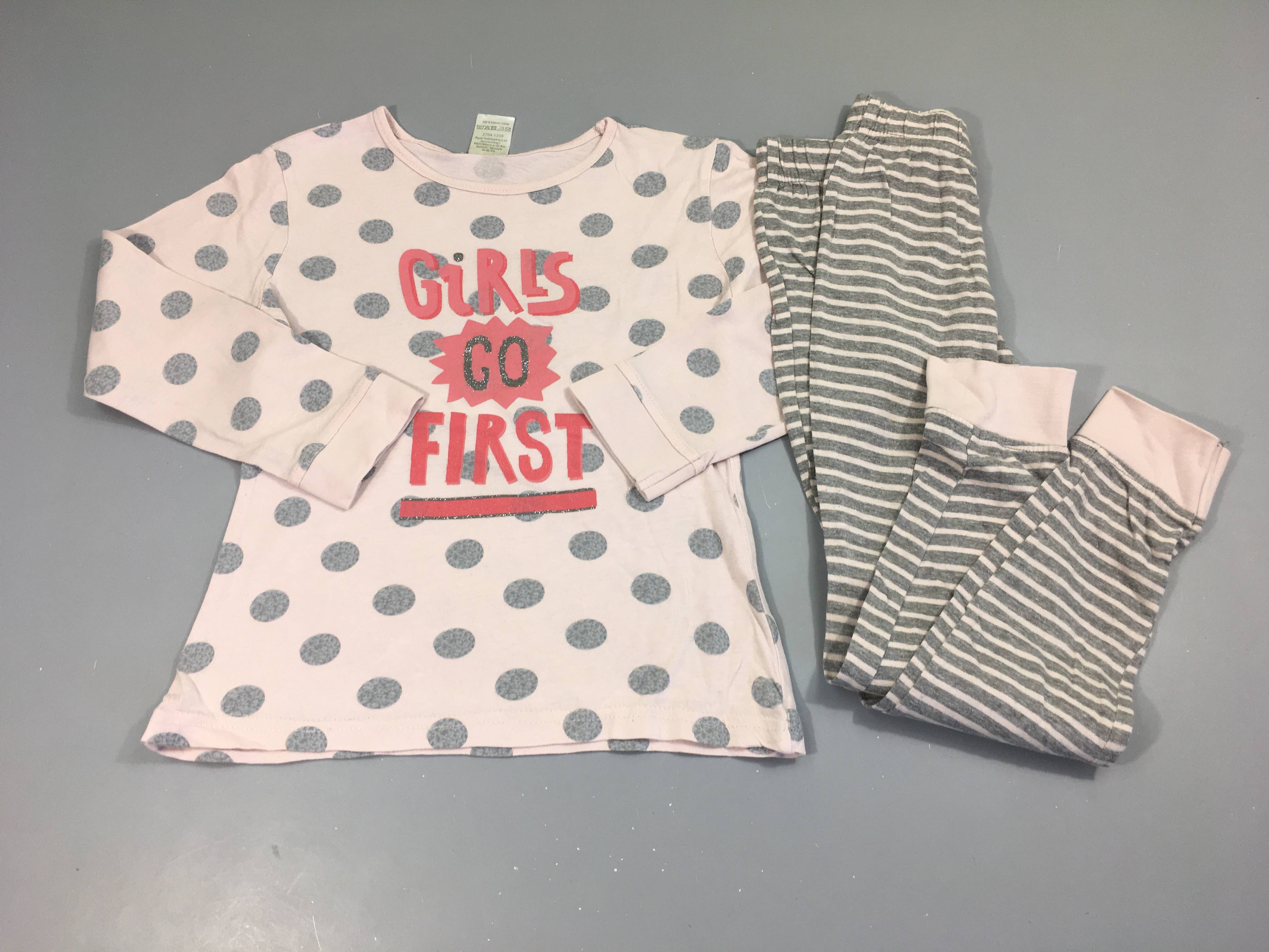 Pyjama 2pcs jersey rose rayé gris chiné