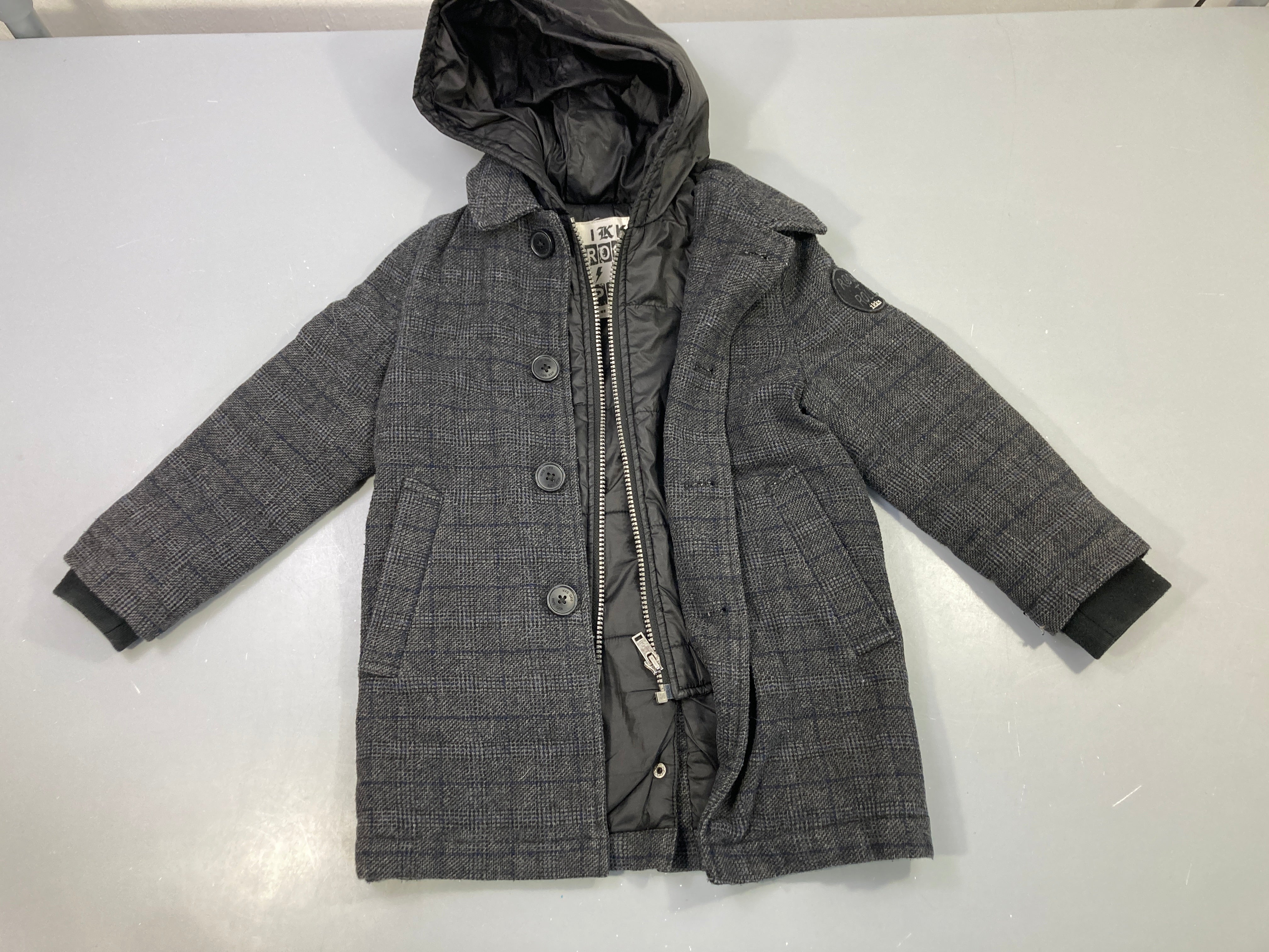 Veste 3en 1 à capuche gris à carreaux