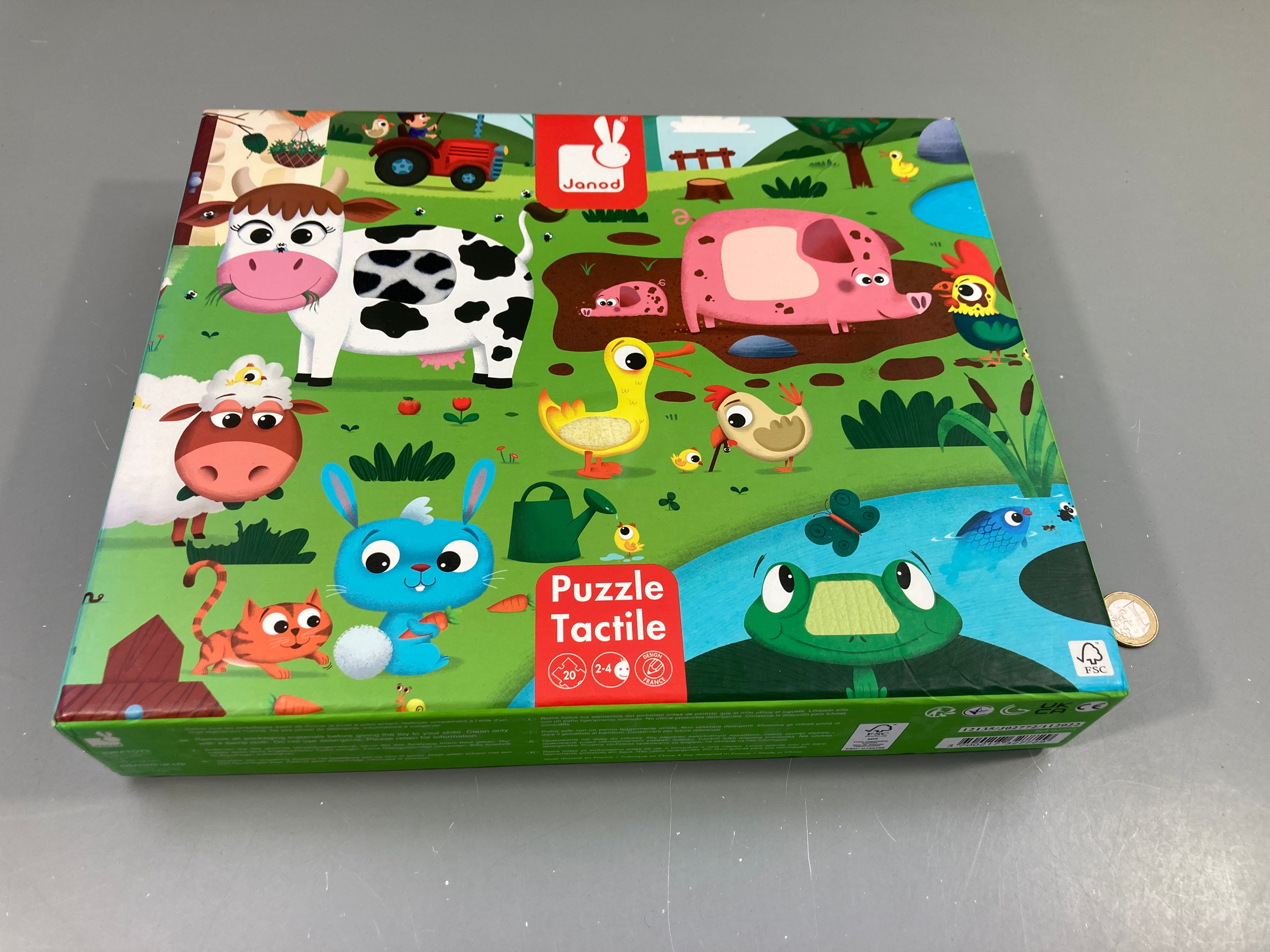 Puzzle tactile géant la ferme, 2-4ans