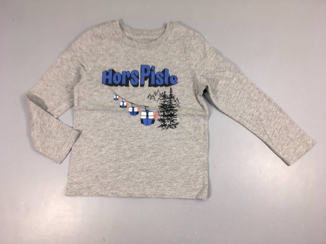 T-shirt m.l gris chiné hors piste ski, moins cher chez Petit Kiwi