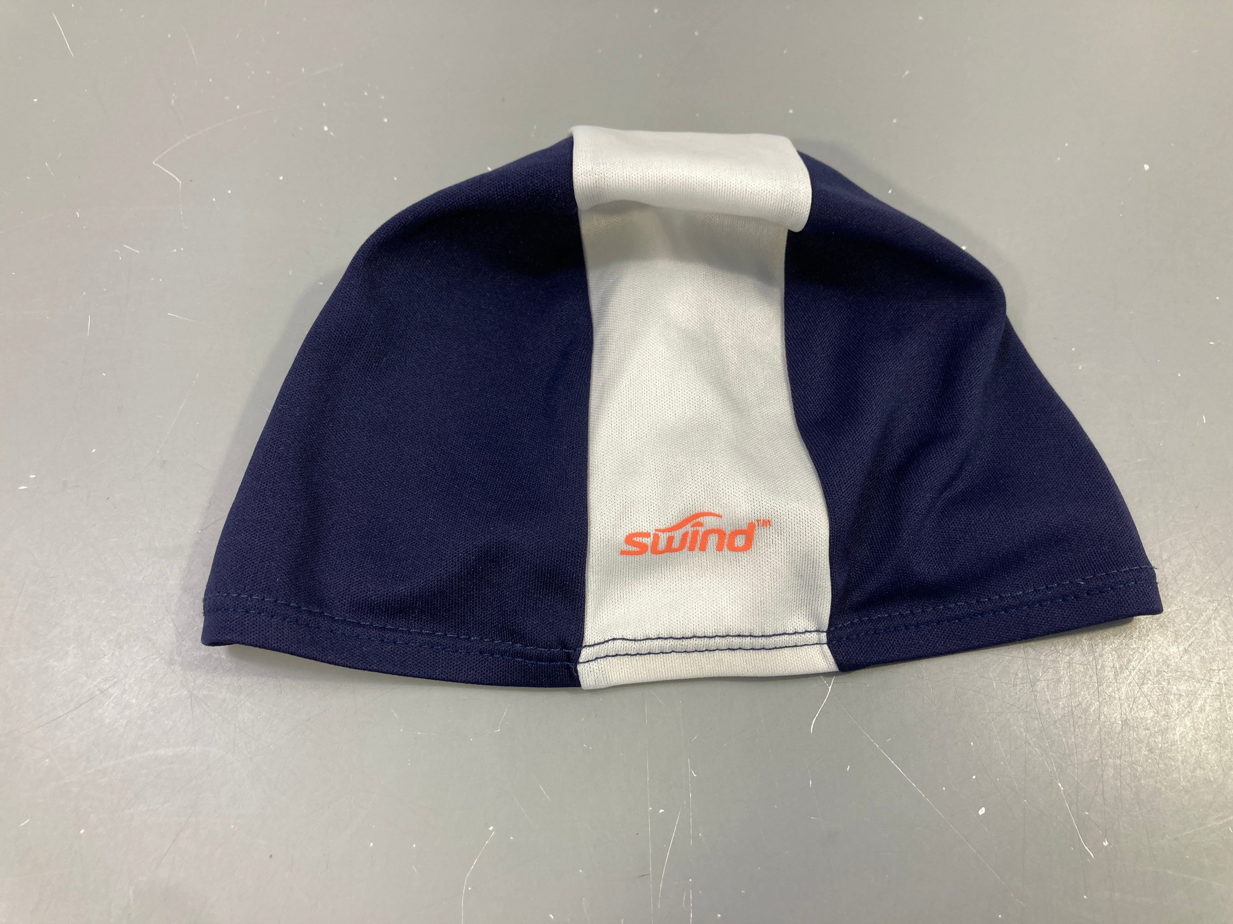Bonnet de bain tissu marine/blanc 