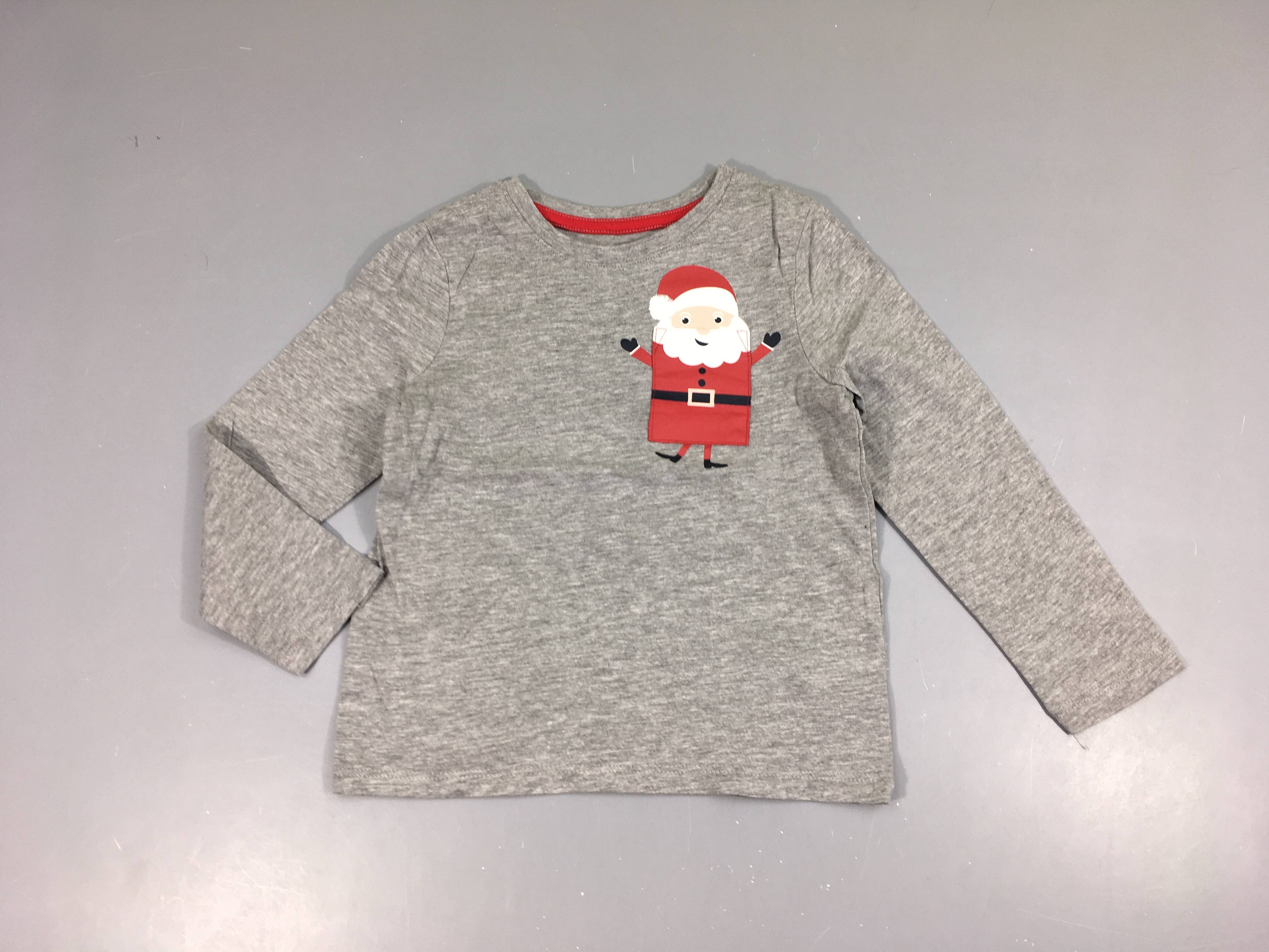 T-shirt m.l gris chiné Père Noël poche