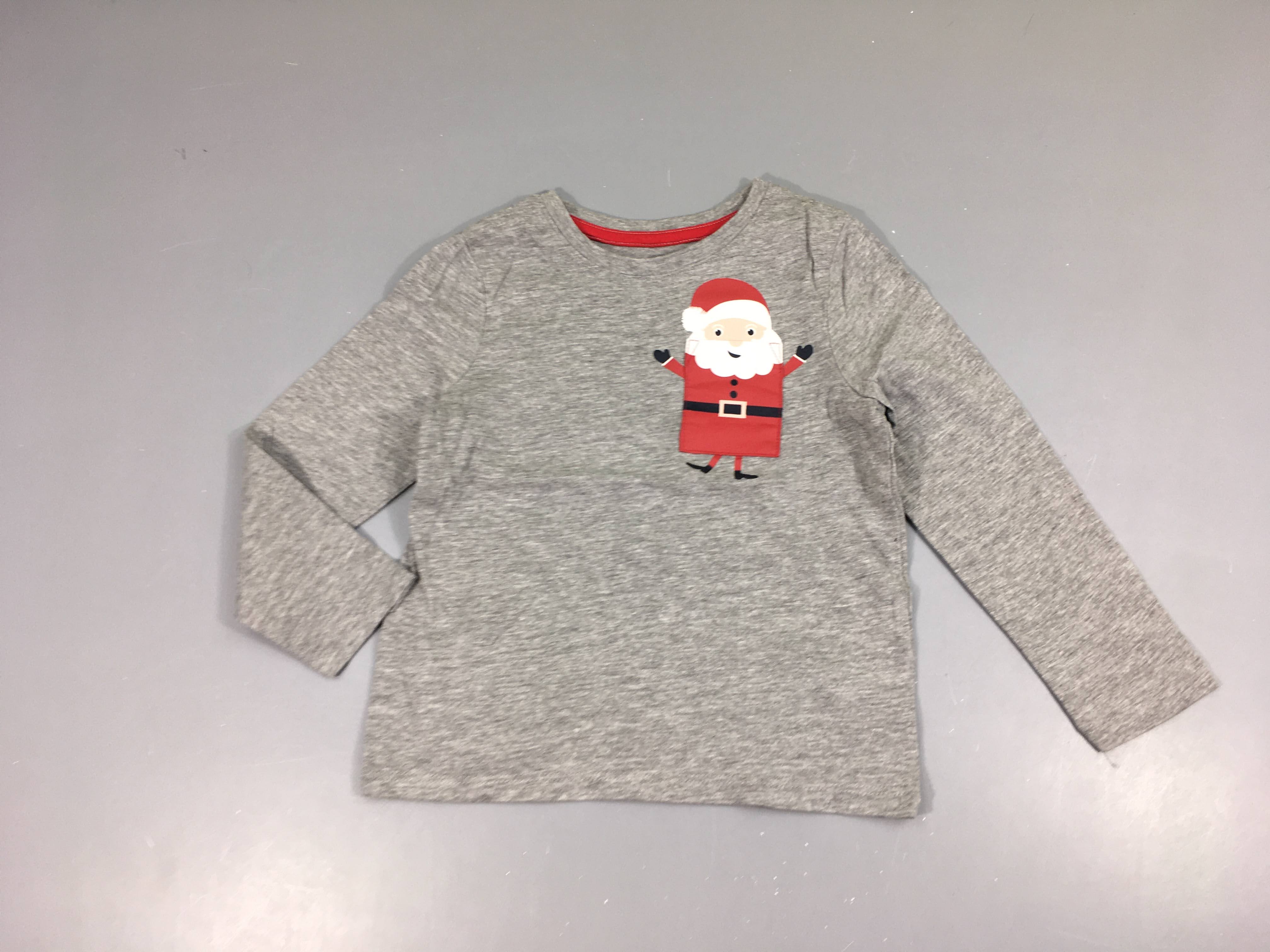 T-shirt m.l gris chiné Père Noël poche