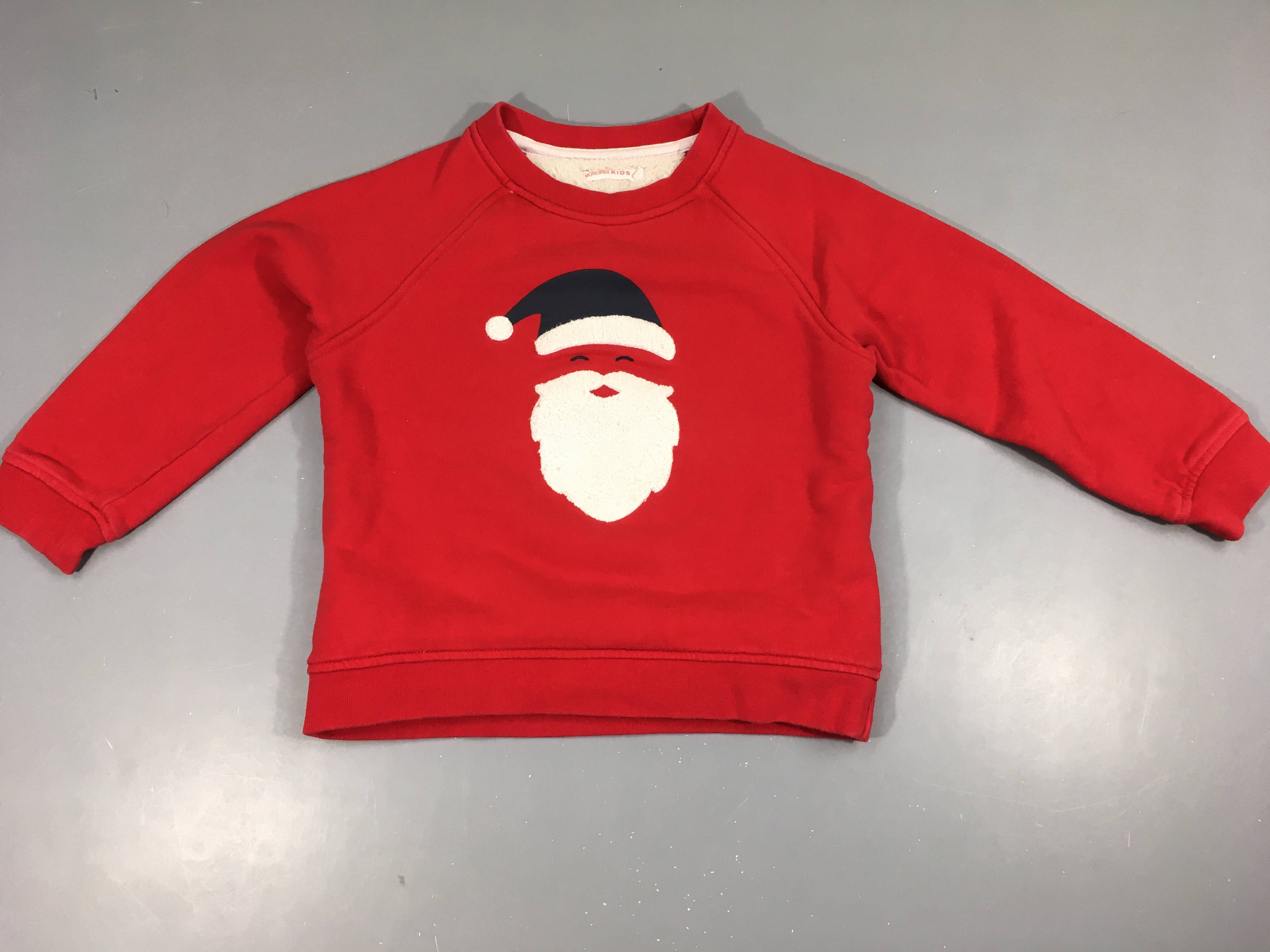 Sweat rouge doublé velours Père Noël, Monoprix