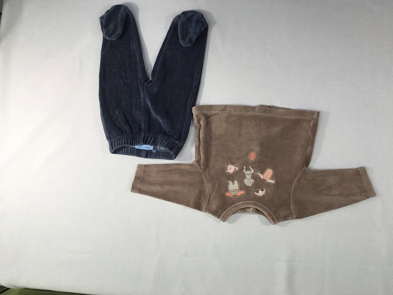 Pyjama 2pc velours brun bébé broderies