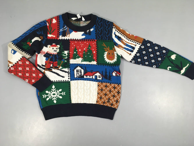 Pull bleu marine Noël, moins cher chez Petit Kiwi