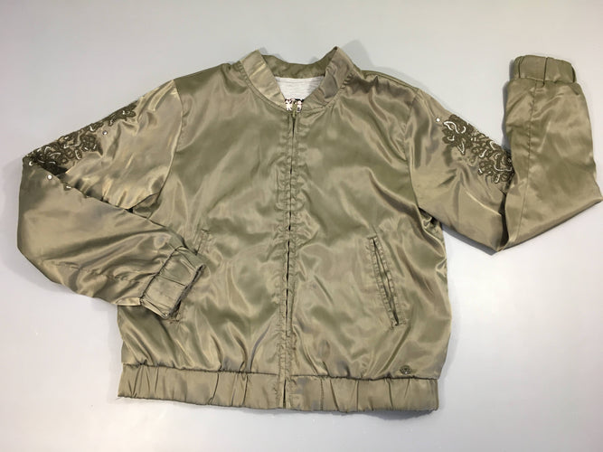 Veste bomber satiné kaki doublé jersey, moins cher chez Petit Kiwi