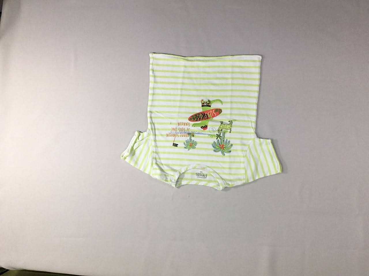 T-shirt m.c blanc rayé vert palmiers crocodile