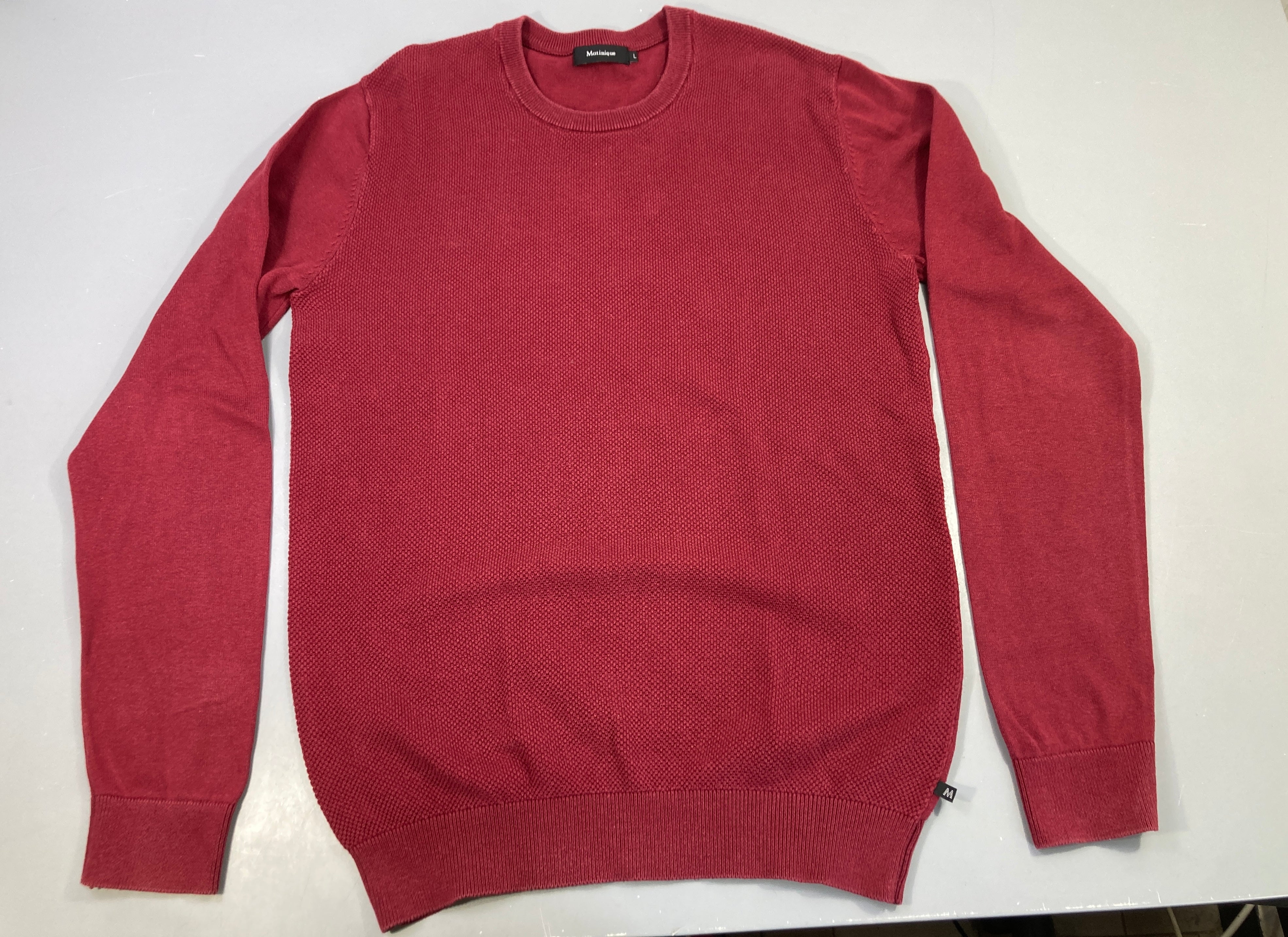 Pull col rond bordeaux texturé
