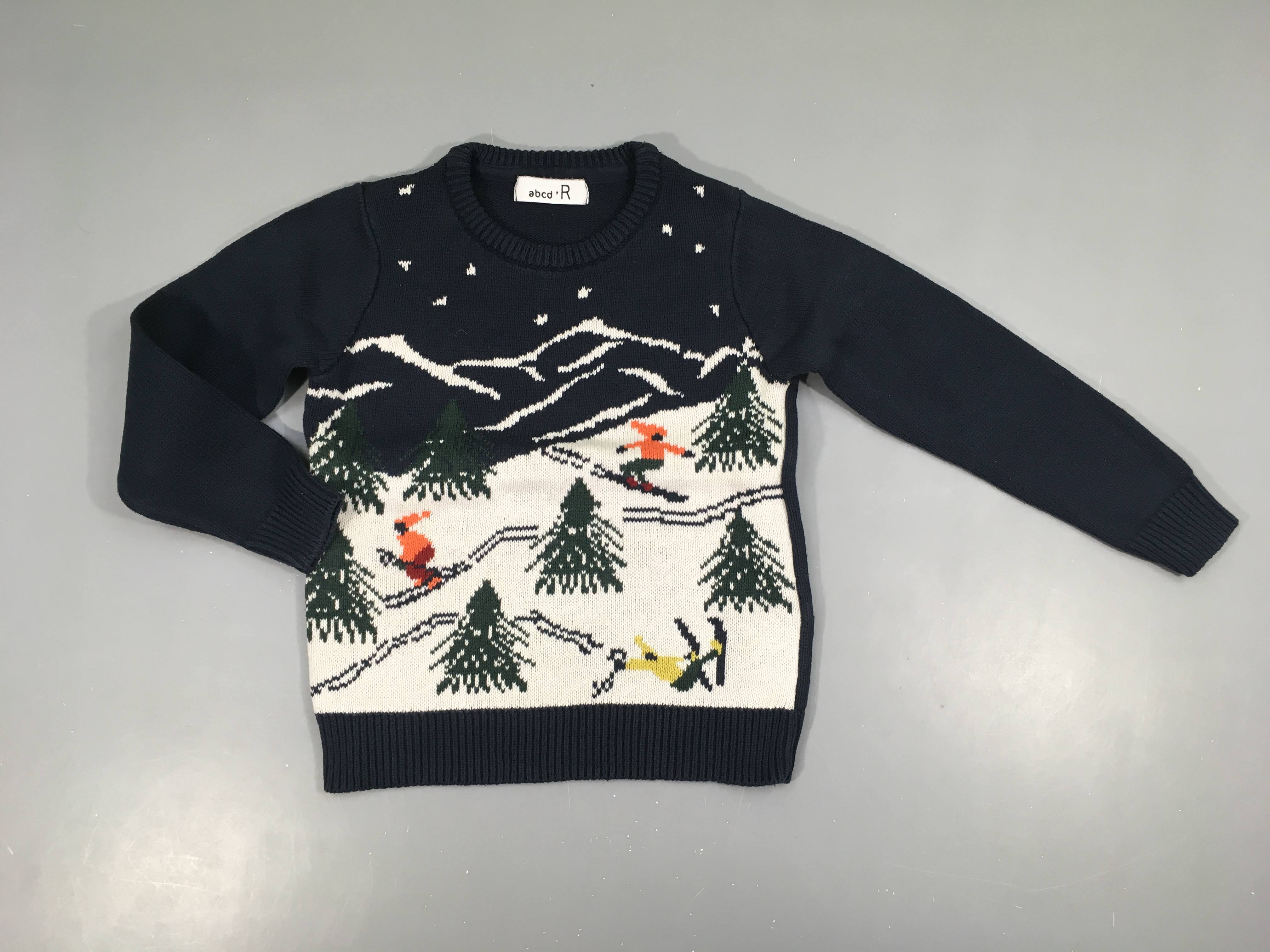 Pull bleu marine ski Noël
