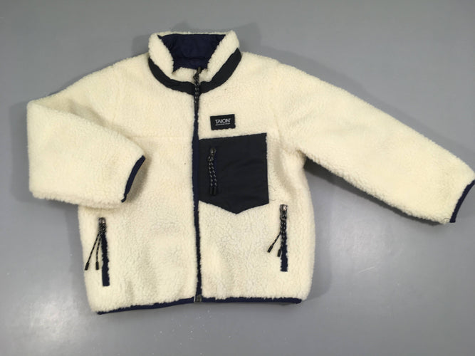Gilet-veste réversible sherpa blanc/bleu marine, Taion, moins cher chez Petit Kiwi