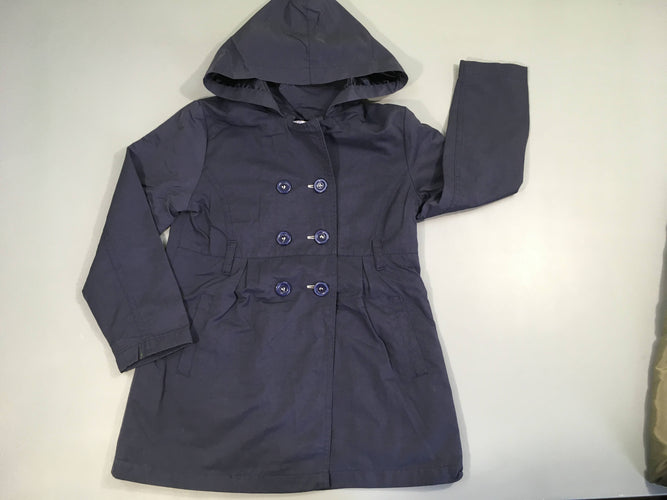 Veste longue légère bleu marine à capuche, moins cher chez Petit Kiwi