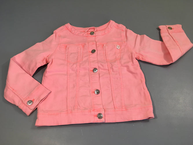 Veste denim saumon néon, moins cher chez Petit Kiwi