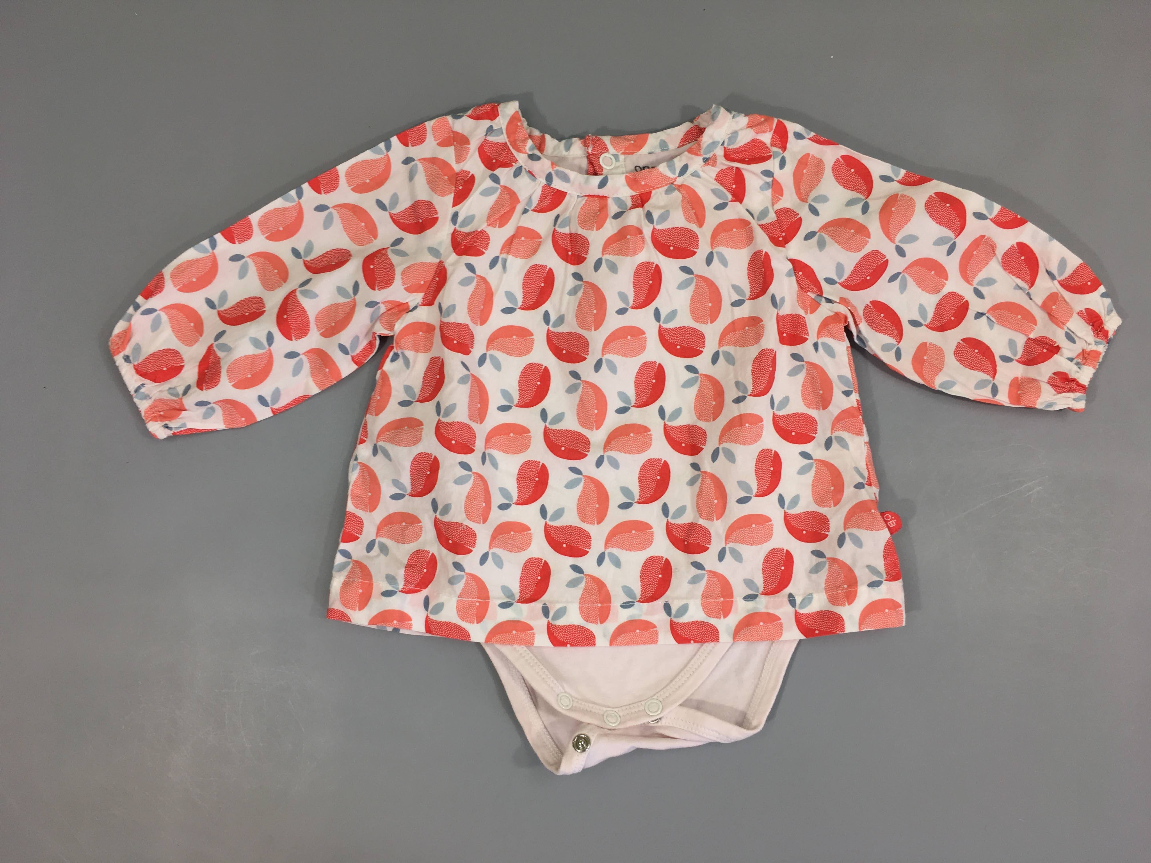 Blouse ml blanc poissons body intégré