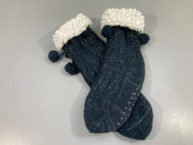 Chaussettes fourrées bleu marine irisé, moins cher chez Petit Kiwi