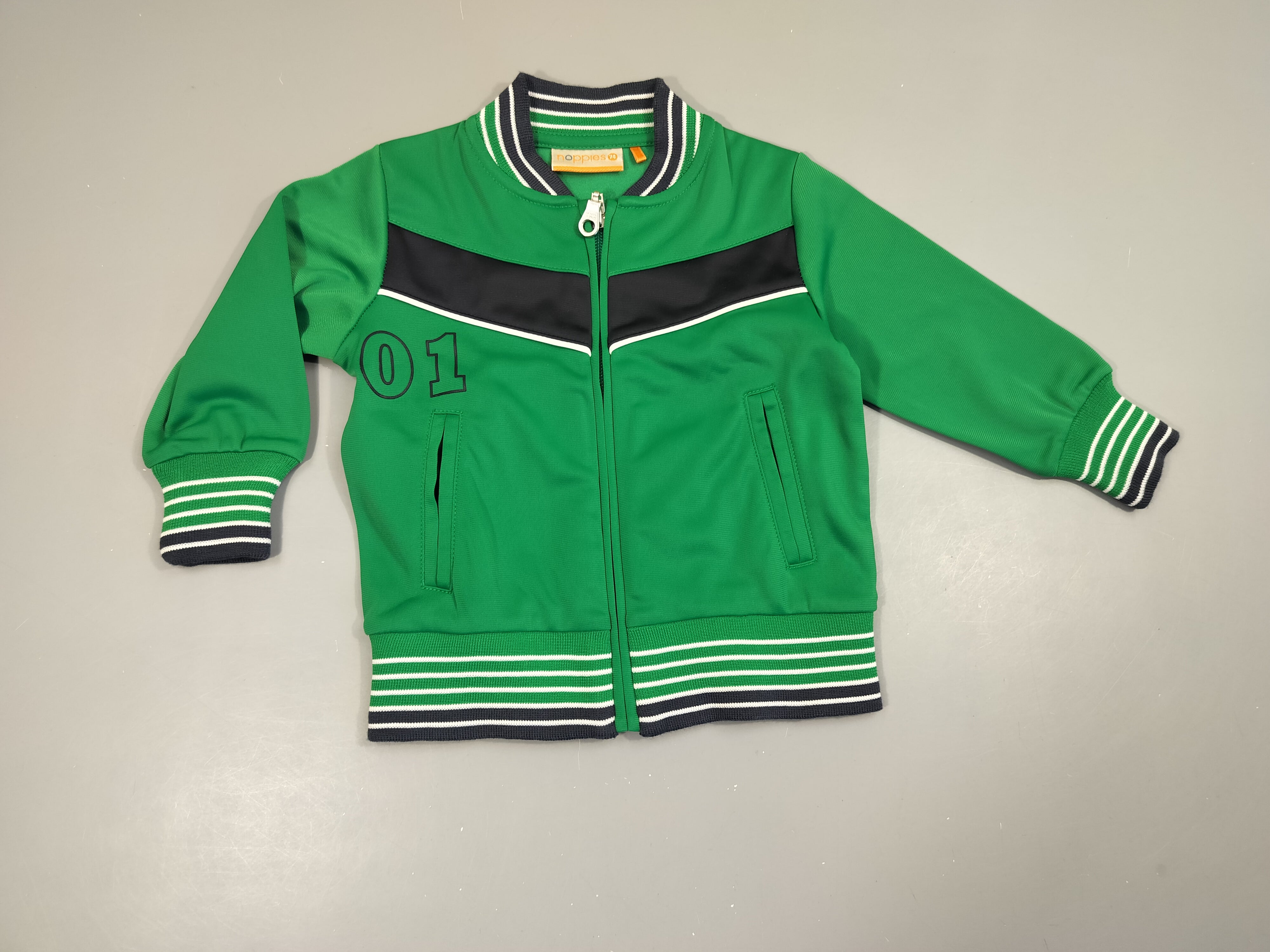 Survêtement de sport zippé vert et bleu marine 100% polyester