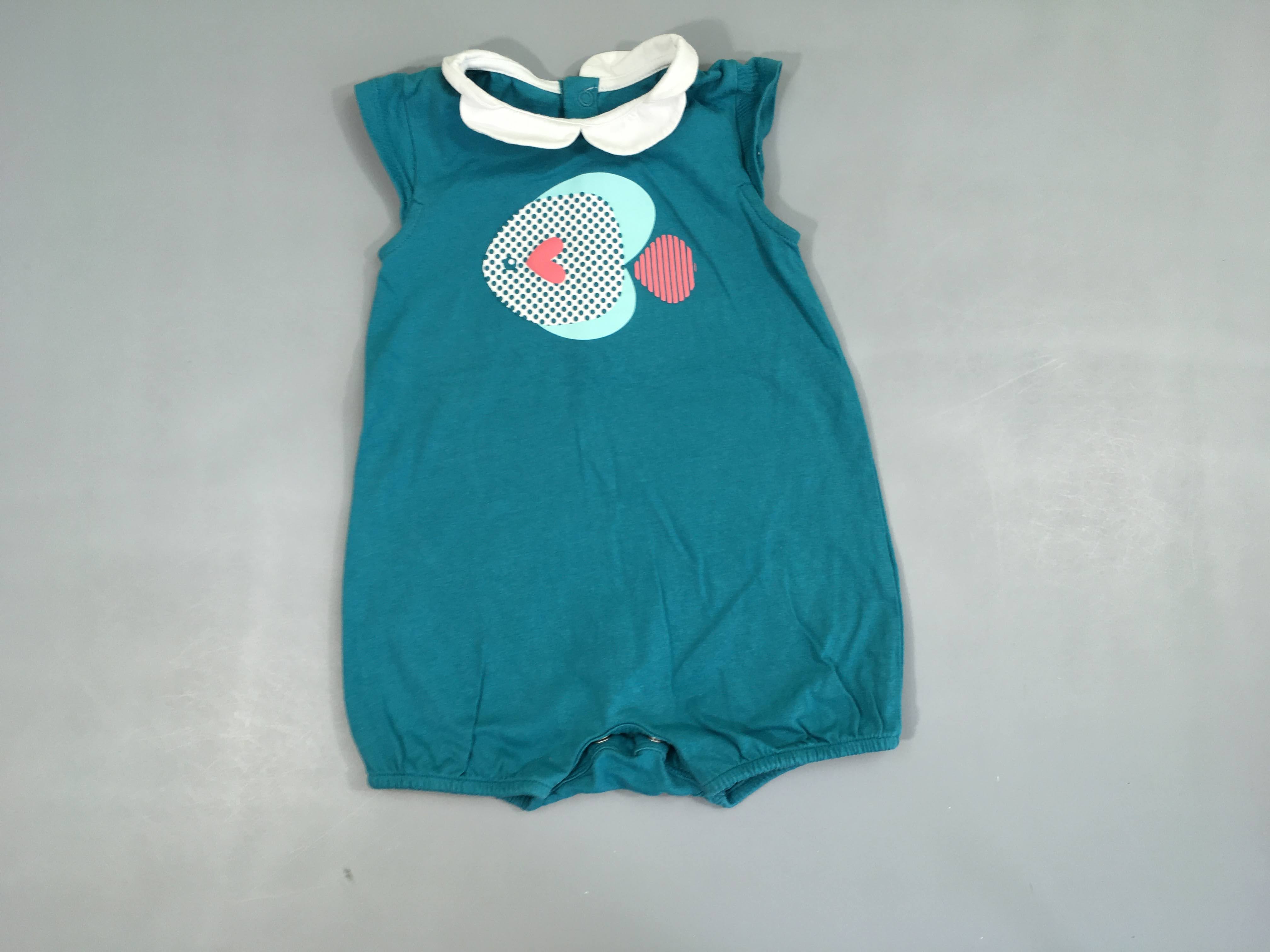 Combishort m.c bleu col poisson