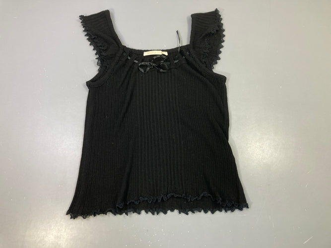 T-shirt m.c noir côtelé ruban décoratif Donatella de Poali, moins cher chez Petit Kiwi