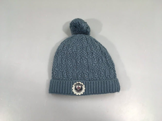 Bonnet bleu mailles pompon doublé peluche 50:52cm, moins cher chez Petit Kiwi