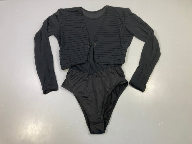 Body noir habillé voile ml effet gilet, moins cher chez Petit Kiwi