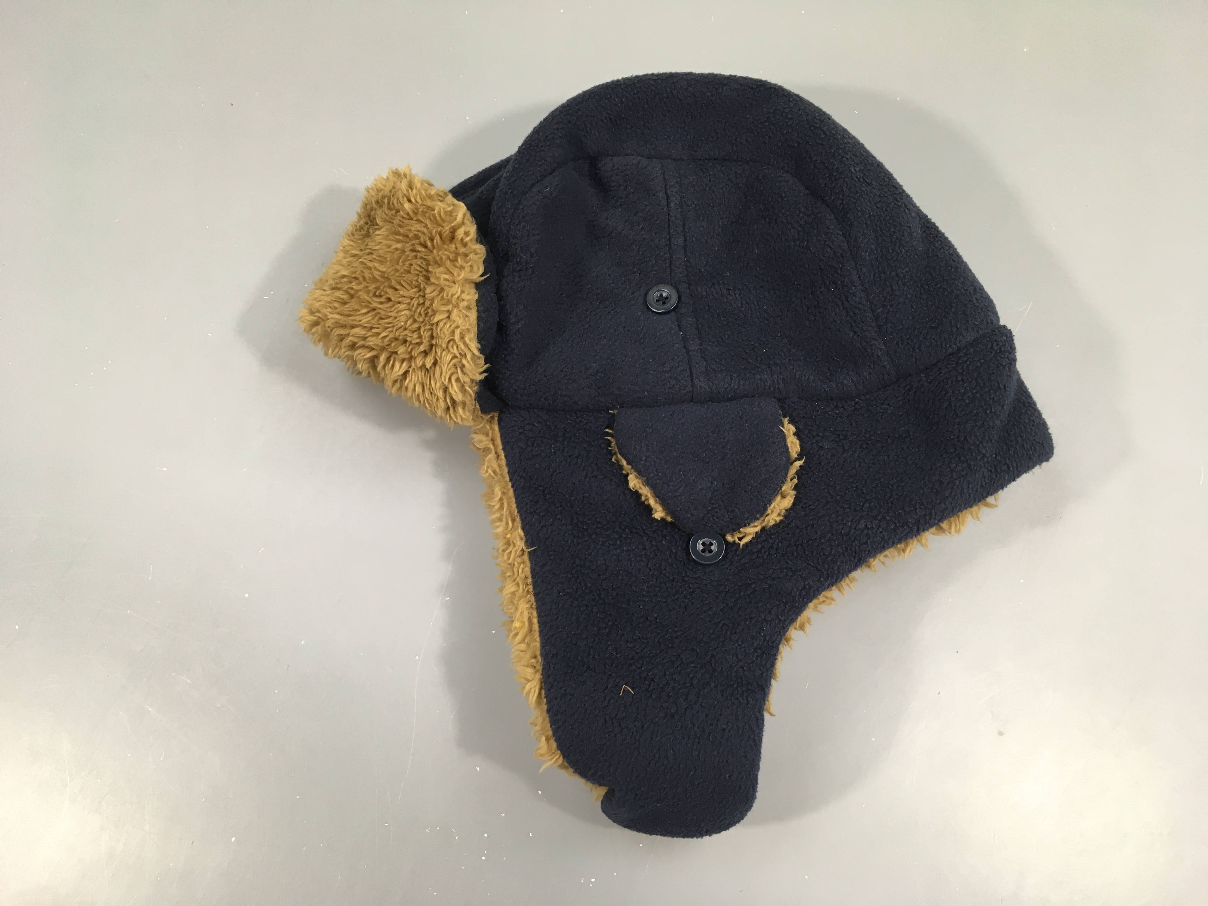 Chapka polar bleu foncé/peluche beige 53cm