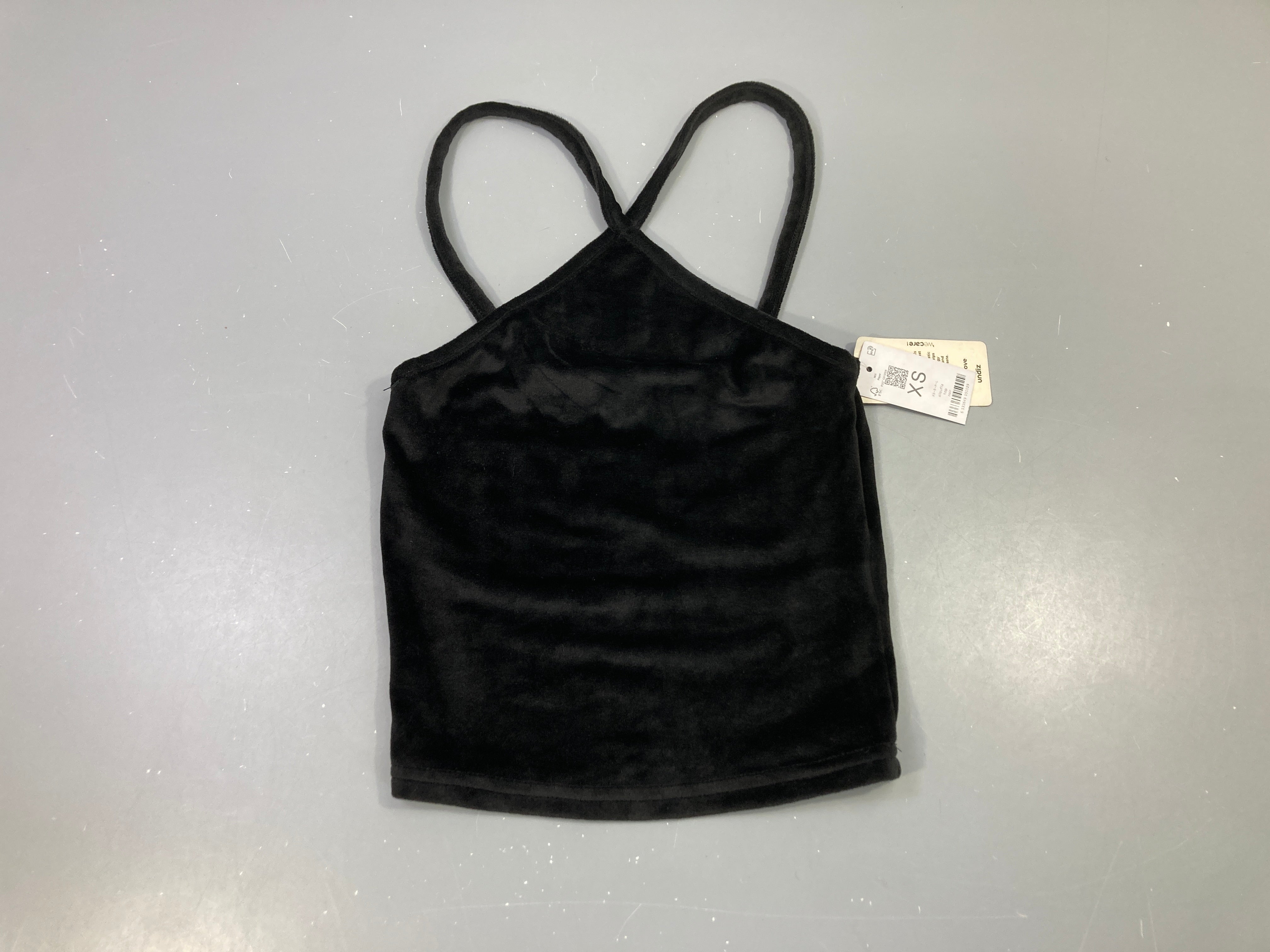 Neuf-Top cropped noir velour