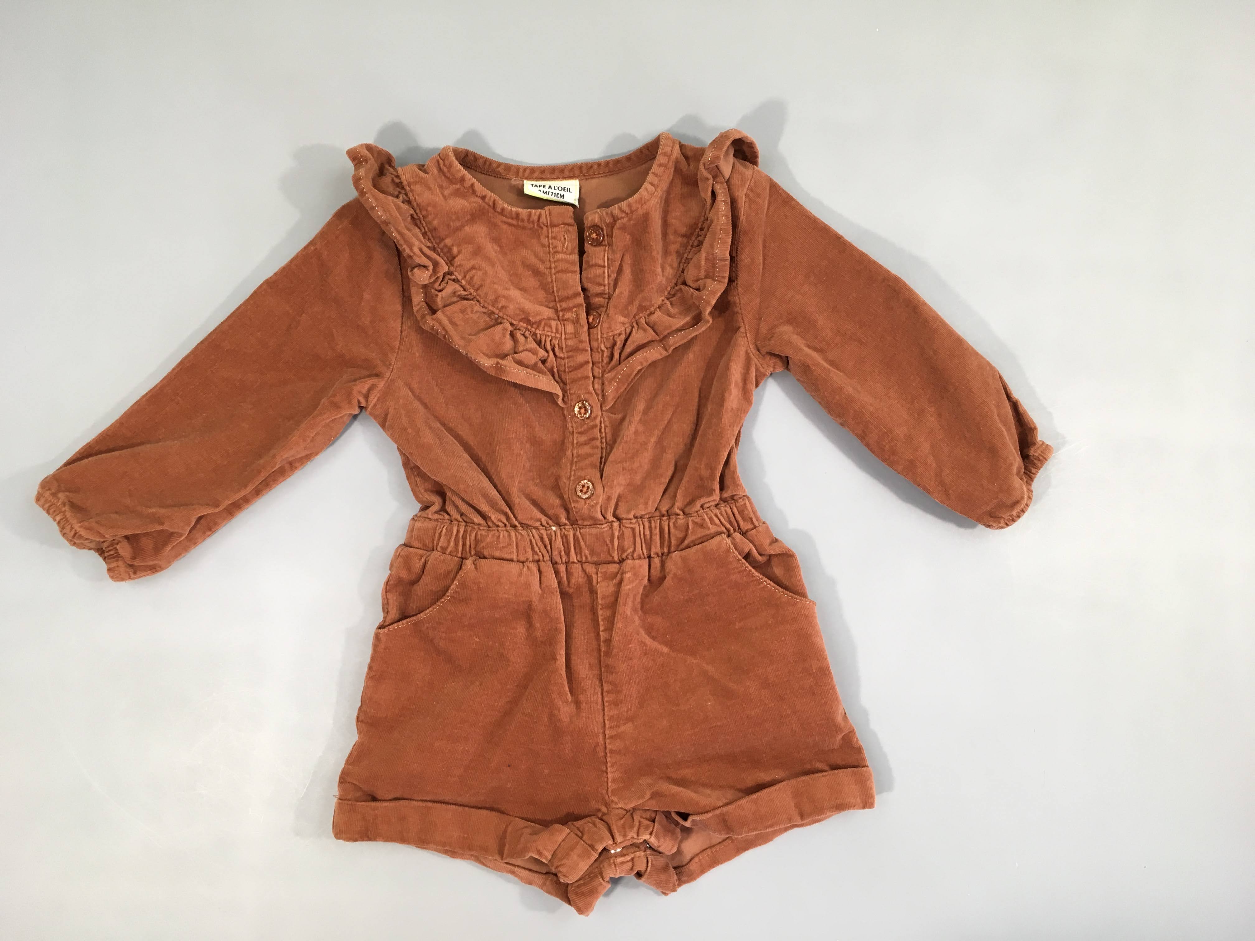 Combishort ml velours brun