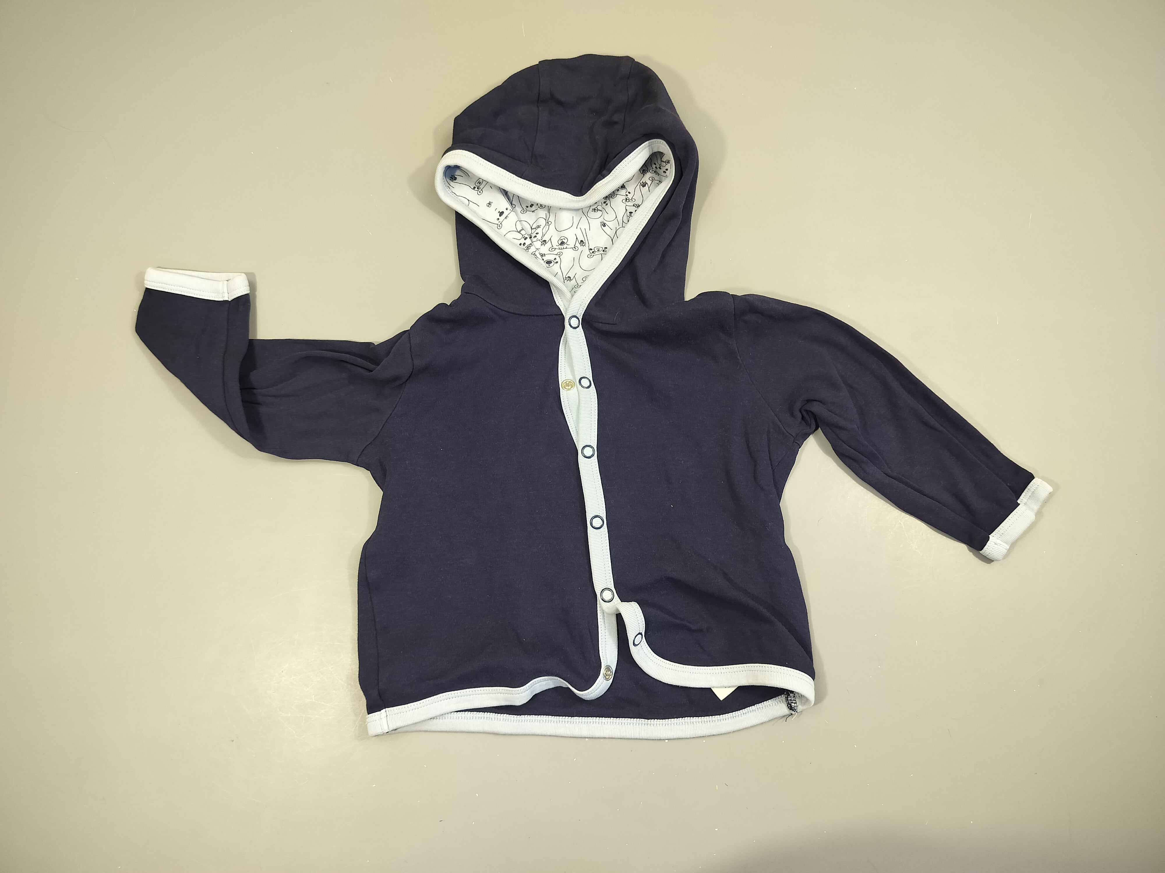 Gilet à capuche  bleu marine/ bleu clair  100% coton