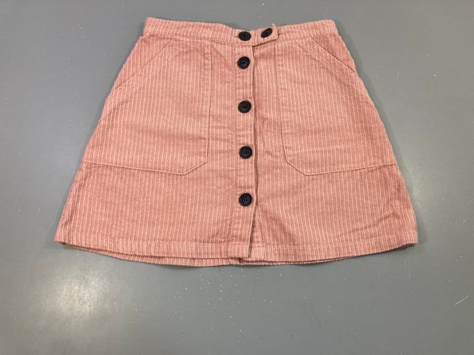 Jupe velours côtelé rose boutonné avant, moins cher chez Petit Kiwi