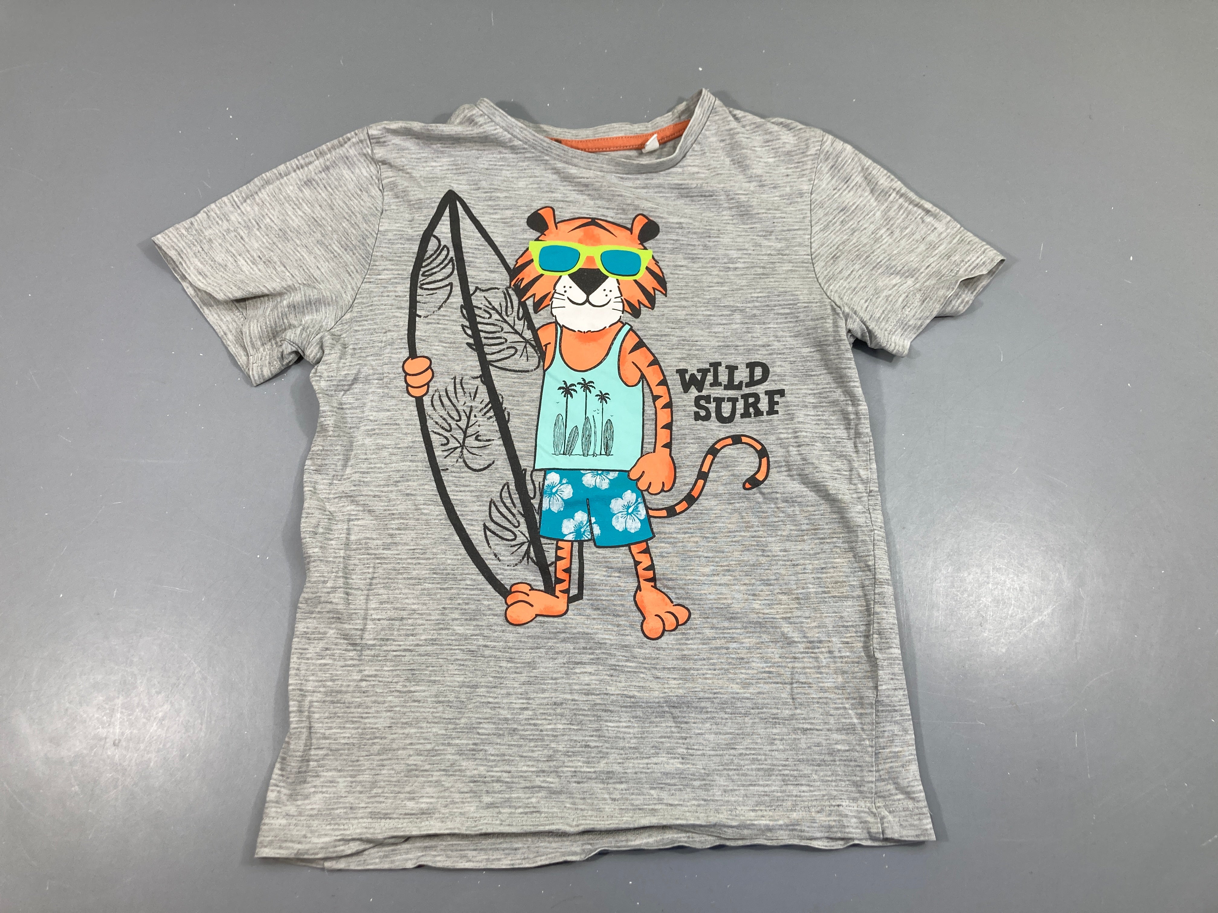T-shirt m.c gris chiné rayé tigre surf