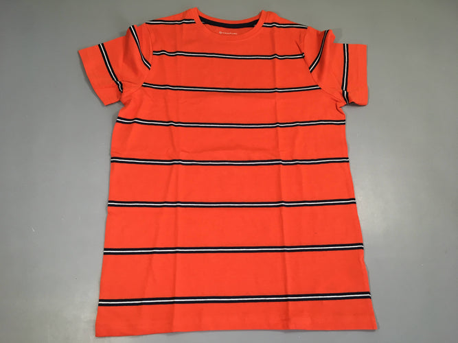 T-shirt m.c orange rayé bleu marine/blanc, moins cher chez Petit Kiwi