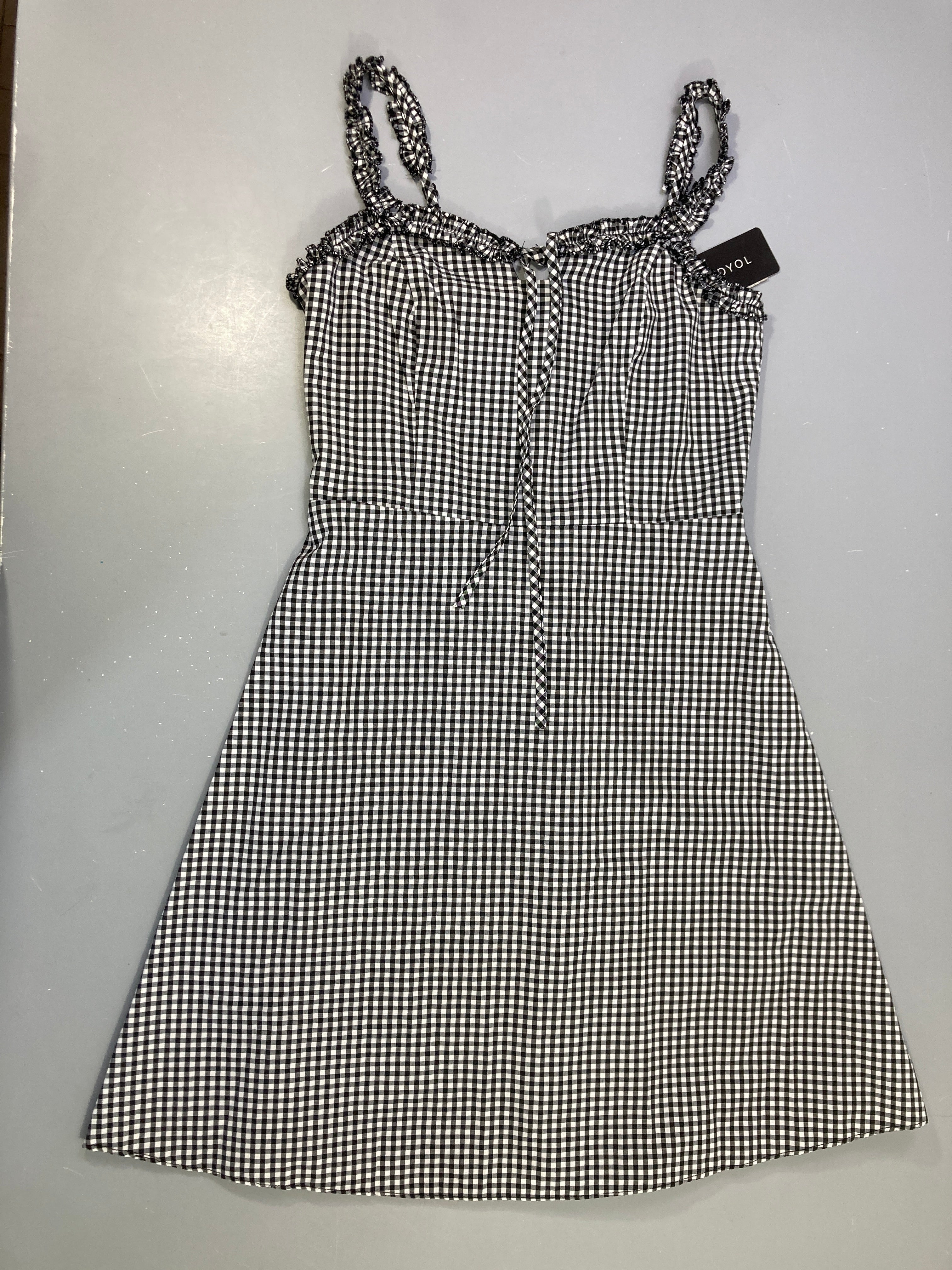 Neuf-Robe s.m vichy noir-gris-blanc 34