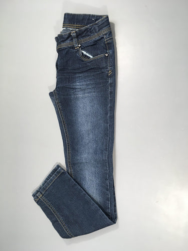 Jeans droit bleu, petits brillants, moins cher chez Petit Kiwi