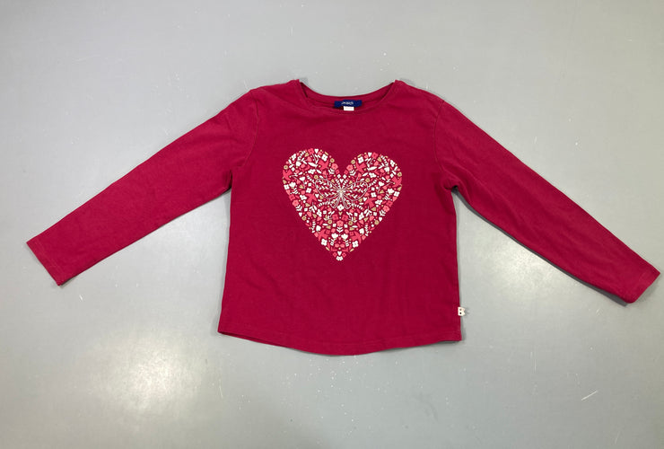 T-shirt m.l bordeaux, coeur floral, moins cher chez Petit Kiwi