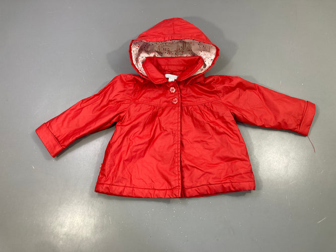 Manteau enduit capuche rouge, moins cher chez Petit Kiwi