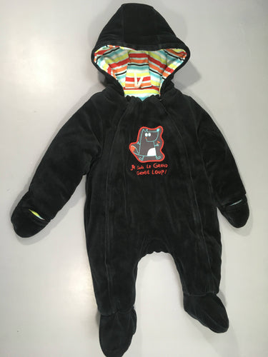 Combinaison pilote velours noir Je suis le grand gentil loup, moins cher chez Petit Kiwi