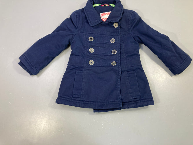 Manteau ouatiné bleu marine boutonné, moins cher chez Petit Kiwi