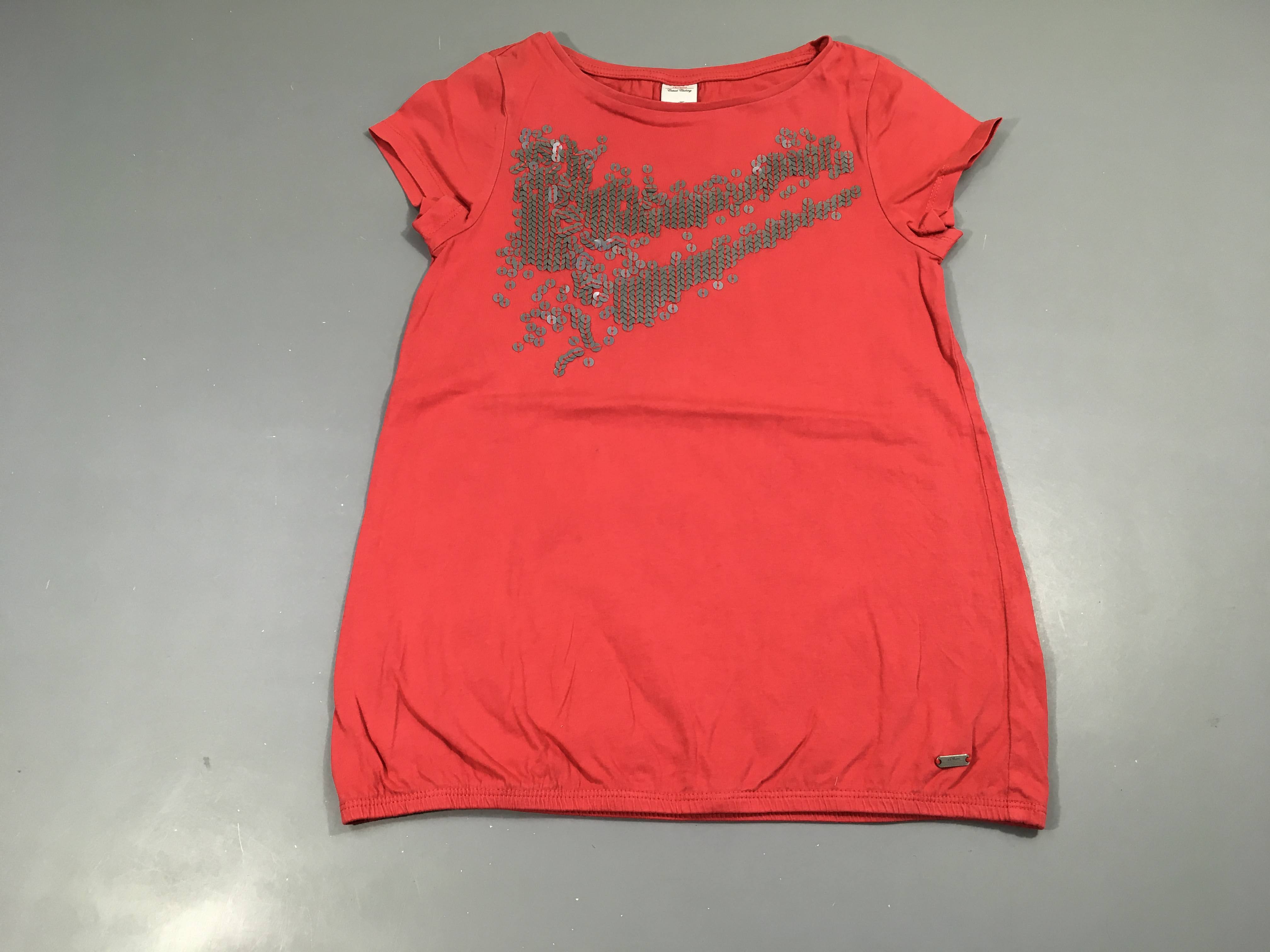 T-Shirt m.c rouge sequins gris