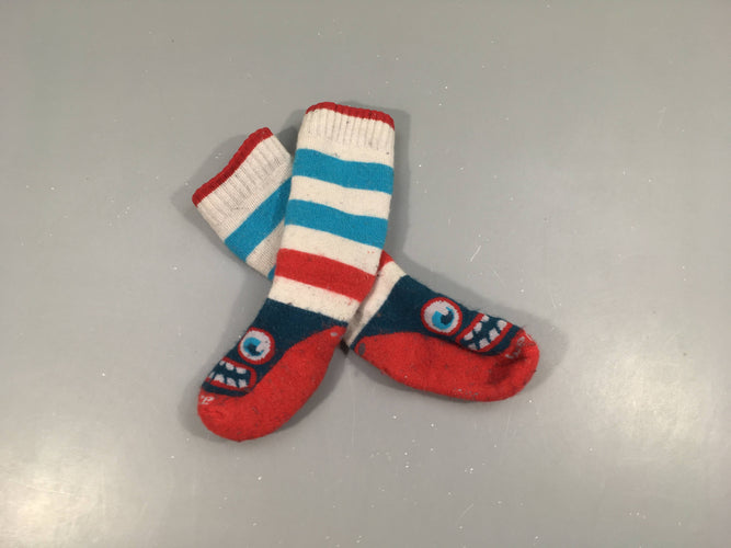 Chaussettes de ski blanche rayé rouge bleu Wed'ze, moins cher chez Petit Kiwi