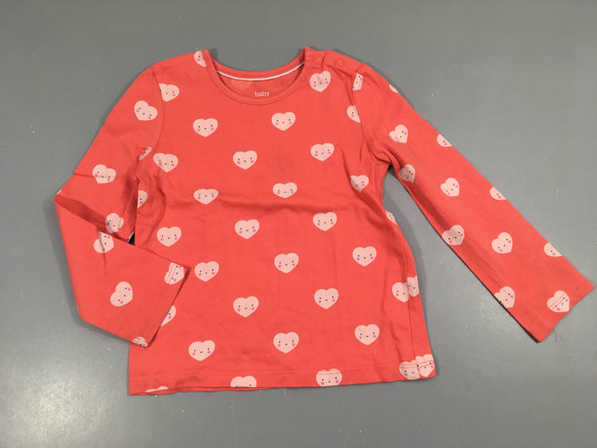 T-shirt m.l rose coeurs, moins cher chez Petit Kiwi
