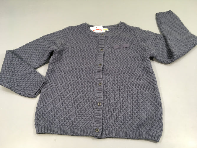 NEUF Gilet en mailles bleu, petit noeud, moins cher chez Petit Kiwi