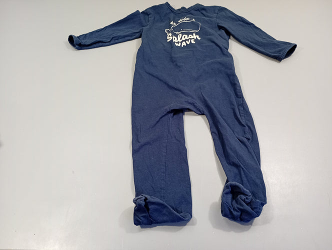 Pyjama jersey bleu marine baleine "" little whale", moins cher chez Petit Kiwi