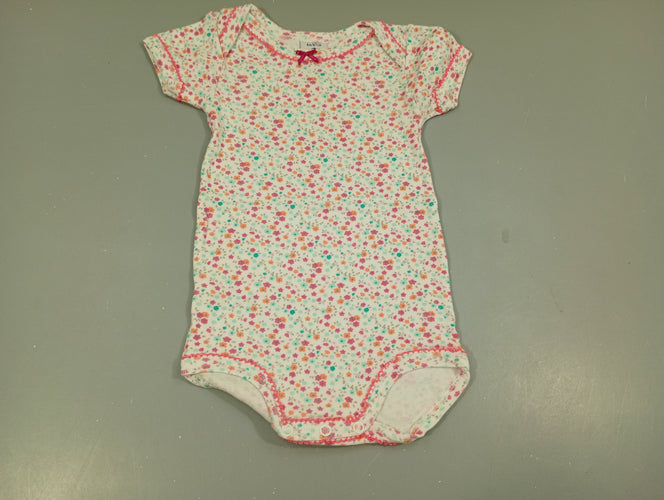 Body m.c à fleurs paslel , noeud bordeaux, moins cher chez Petit Kiwi