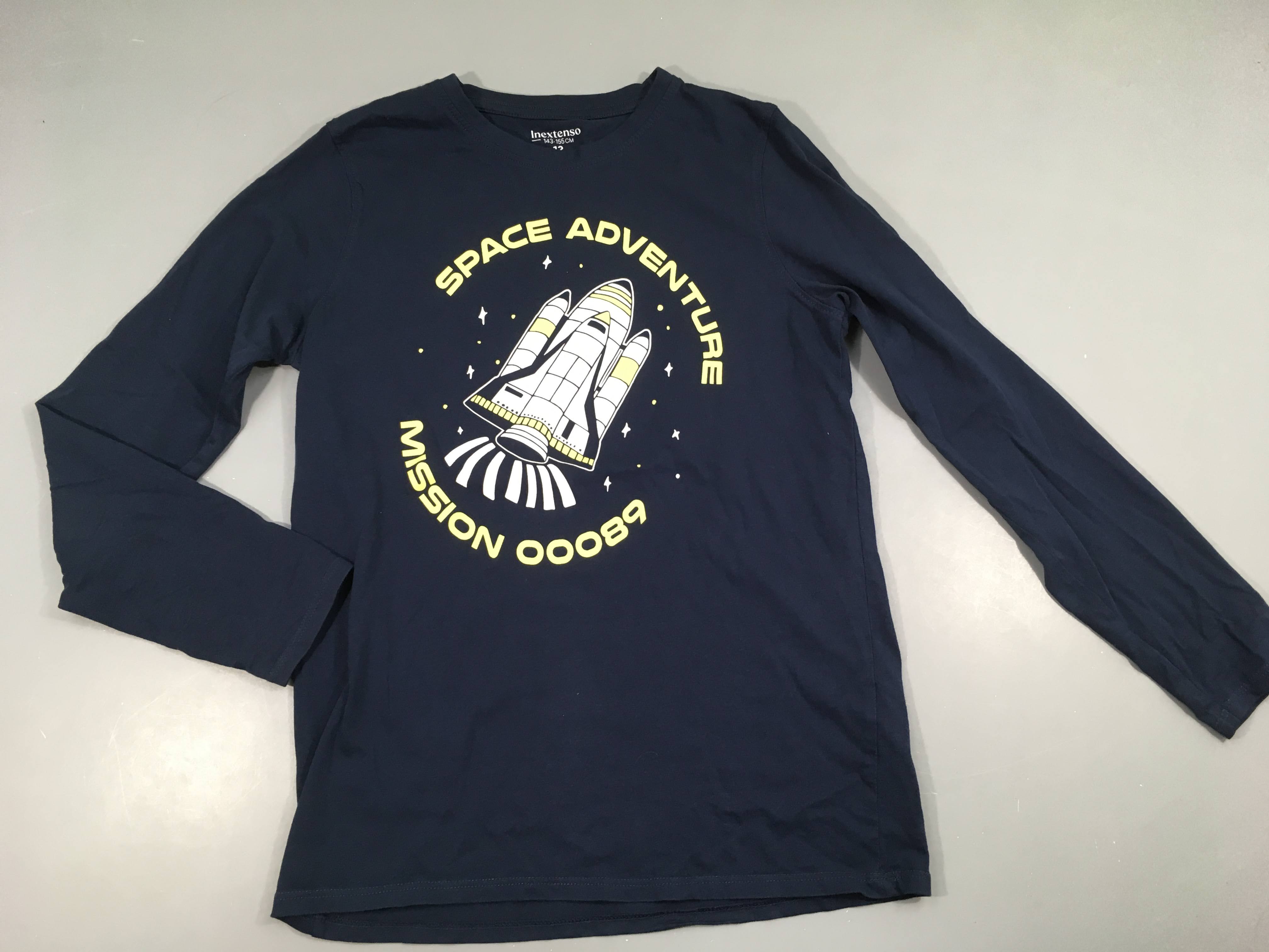 T-shirt m.l bleu foncé space adventure fusée
