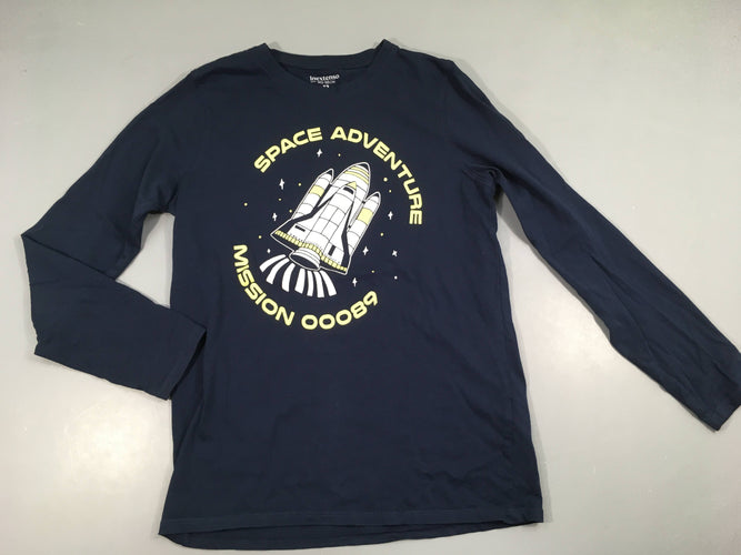 T-shirt m.l bleu foncé space adventure fusée, moins cher chez Petit Kiwi